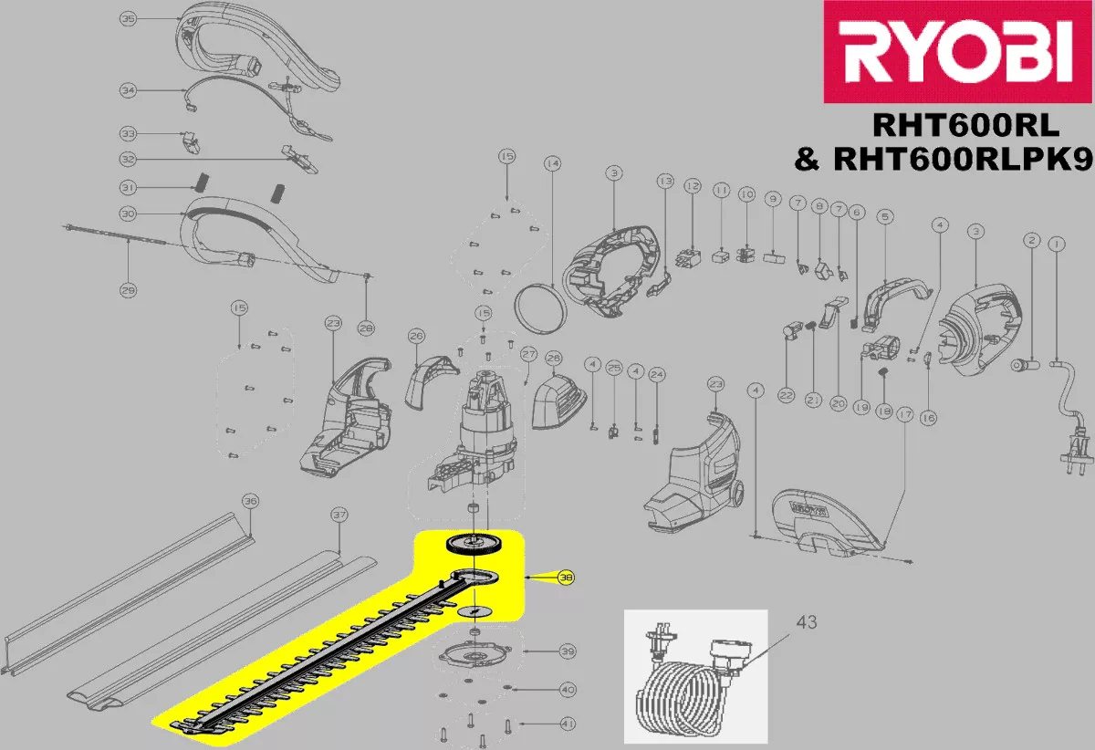 jeu de lames réf. 5131028761 taille-haie Ryobi